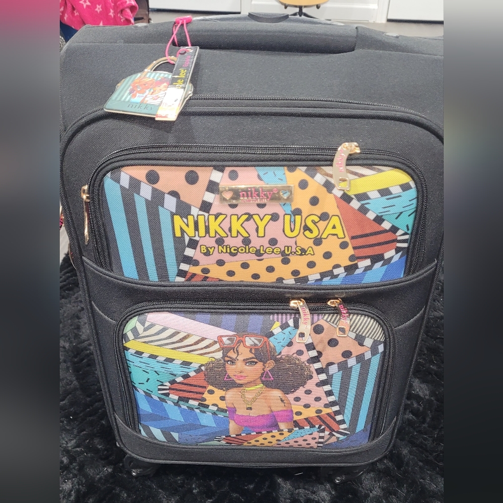 Nicole Lee Blue and Orange Travel Bag with Vibrant Design